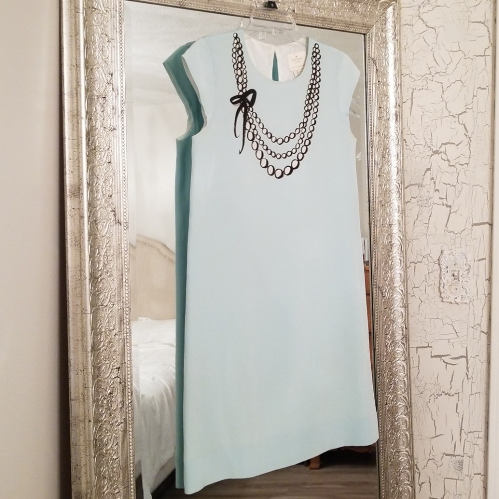 Kate Spade light teal dress with neck detail